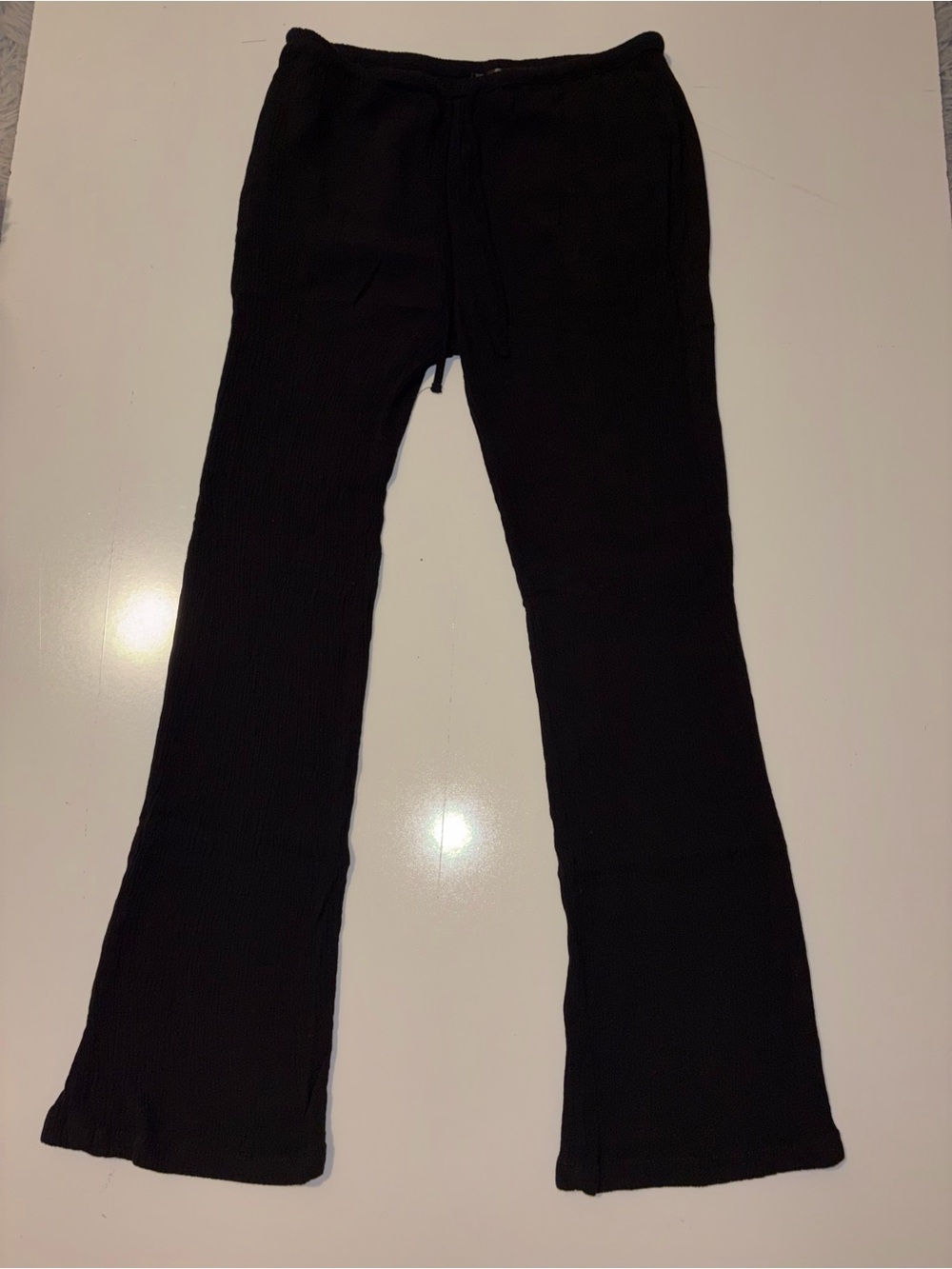 Black Ribbed Flare Lounge Pants